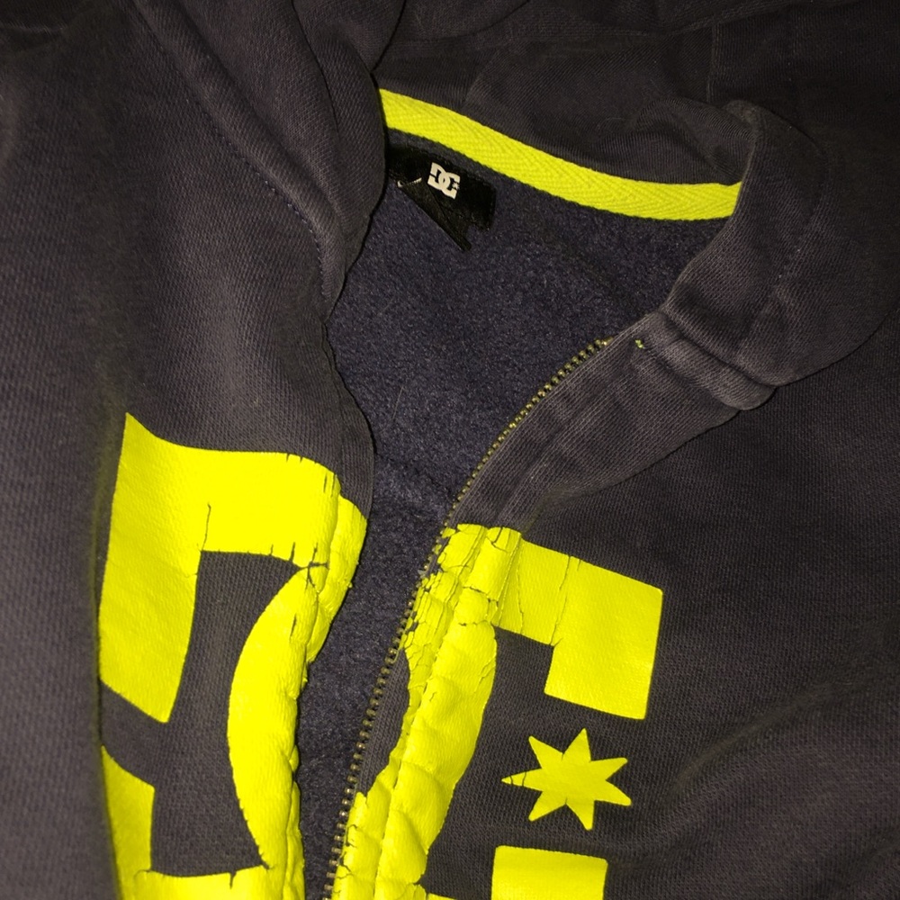 Navy blue vintage DC zip up hoodie.